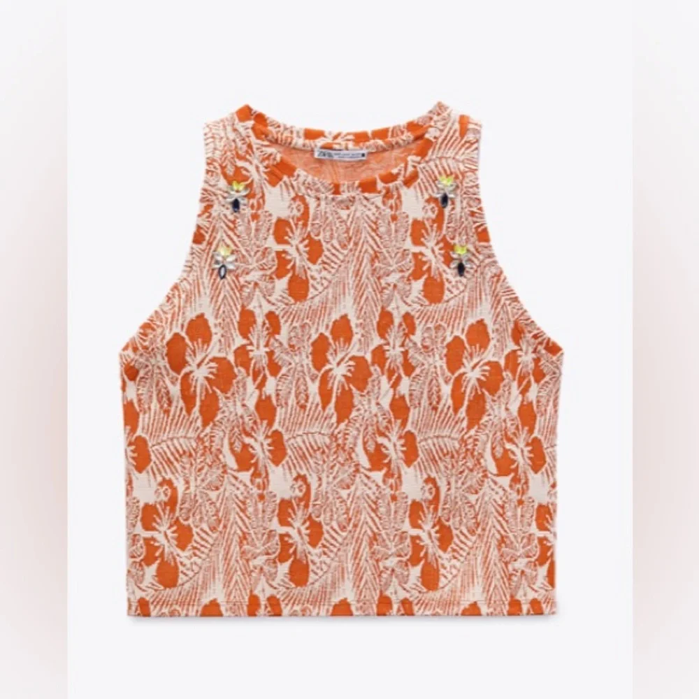 ZARA pebble jacquard embellished top size medium - Picture 5 of 11